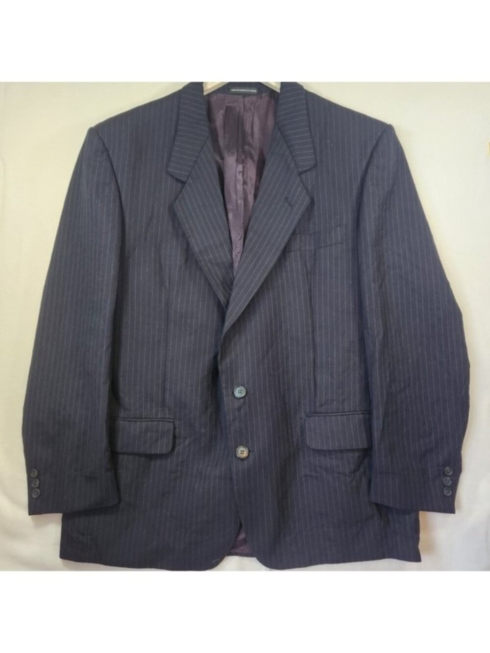 Moores 365 Suit Blazer Mens 44 Reg Pure Virgin Wool Pinstripe Navy Blue Canada